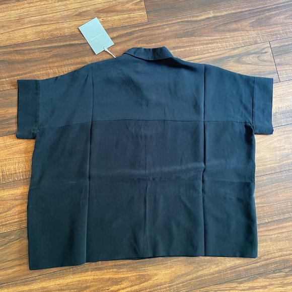 Everlane Silk Short Sleeve Square Shirt Black NWT 00  Short Sleeve - Picture 3 of 6